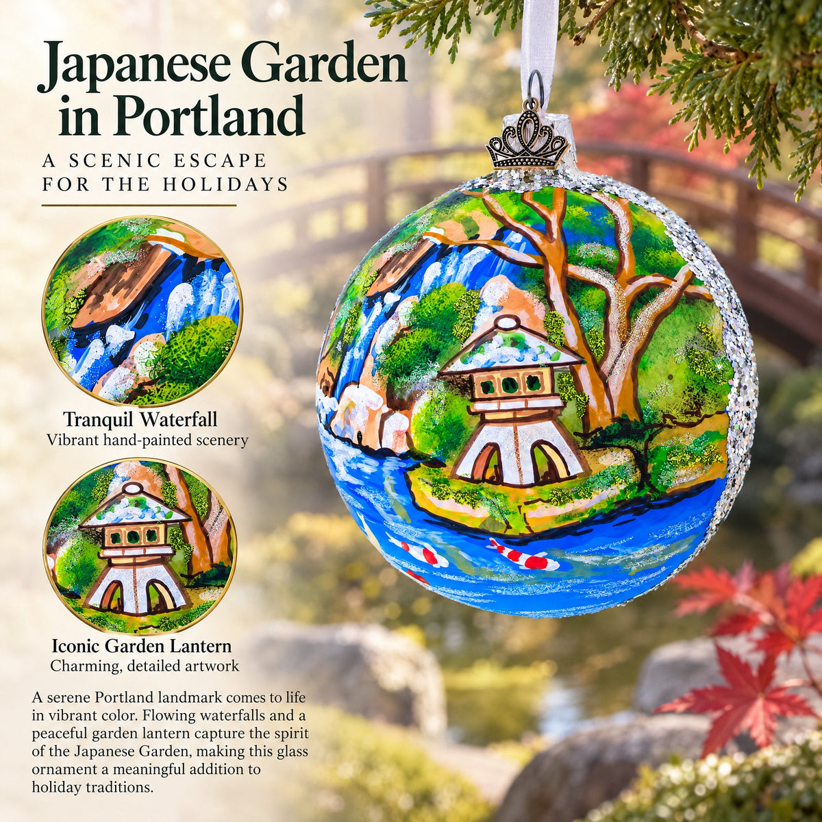 Japanese Garden, Portland, Oregon Glass Ball Christmas Ornament