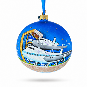 Space Center, Houston, Texas Glass Ball Christmas Ornament 4 Inches
