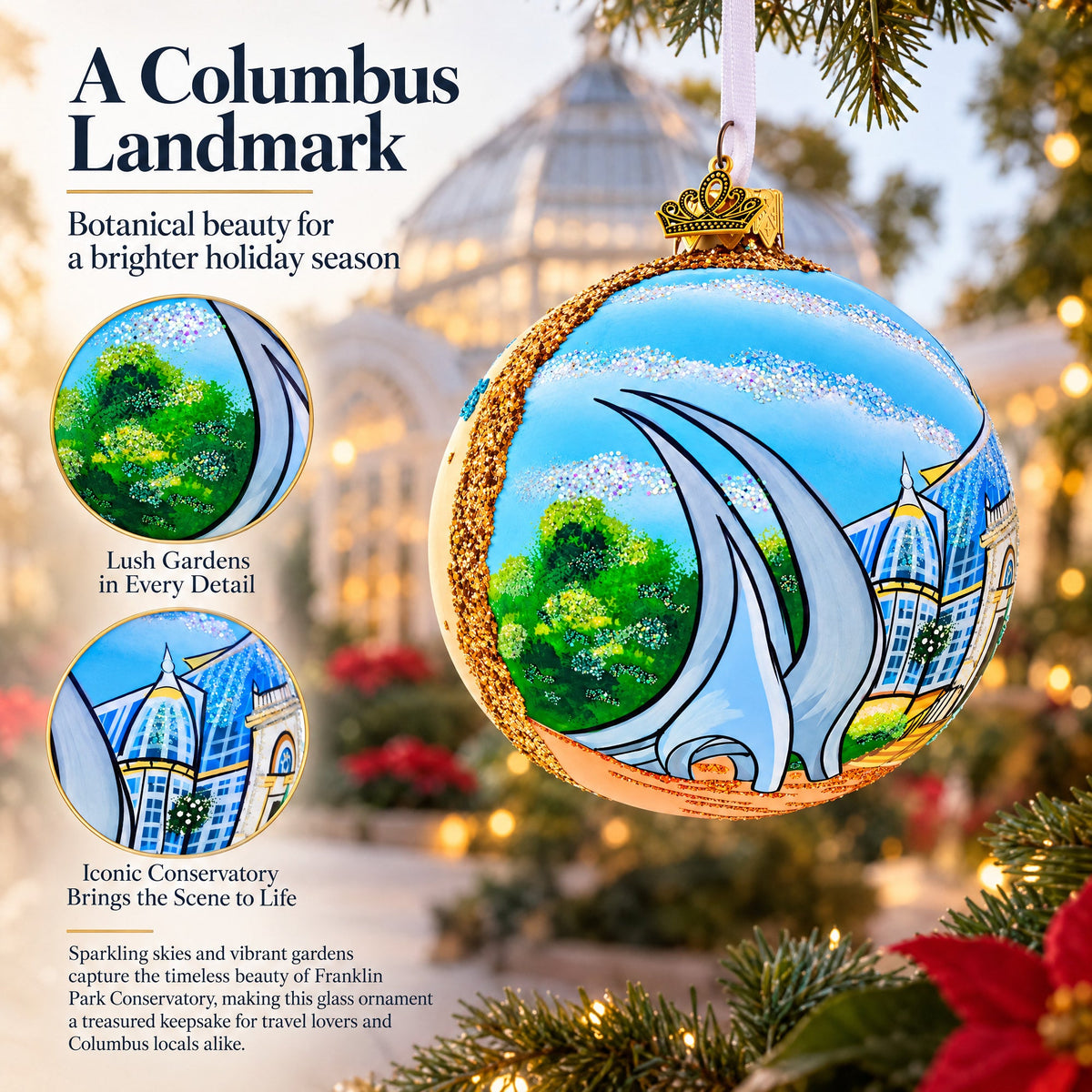 Franklin Park Conservatory and Botanical Gardens, Columbus, Ohio Glass Ball Christmas Ornament