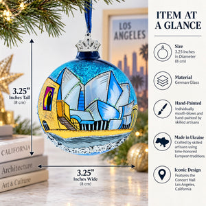 Concert Hall Los Angeles, California Glass Ball Christmas Ornament 3.25 Inches