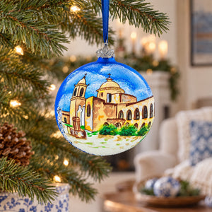 Mission San Jose, San Antonio, Texas Glass Ball Christmas Ornament 4 Inches