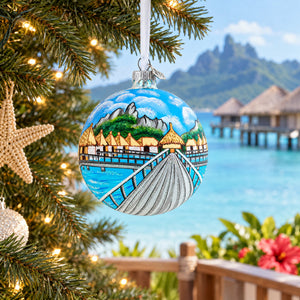Bora Bora, French Polynesia Glass Ball Christmas Ornament 4 Inches