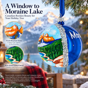 Moraine Lake near Banf, Alberta, Canada Glass Ball Christmas Ornament 4 Inches
