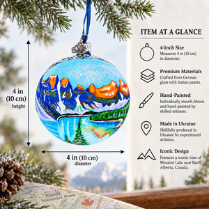 Moraine Lake near Banf, Alberta, Canada Glass Ball Christmas Ornament 4 Inches