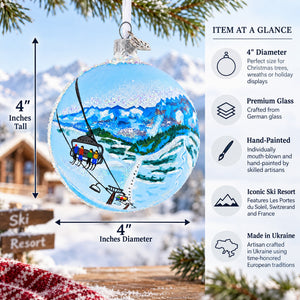 Les Portes du Soleil Ski Resort, Switzerland and France Glass Christmas Ornament