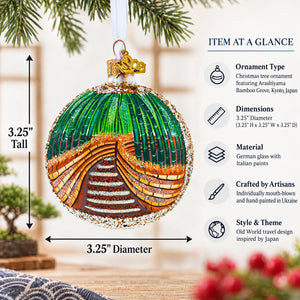 Arashiyama Bamboo Grove, Kyoto, Japan Glass Christmas Ornament