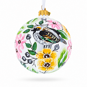 Birds Singing Extravaganza Glass Ball Christmas Ornament 4 Inches