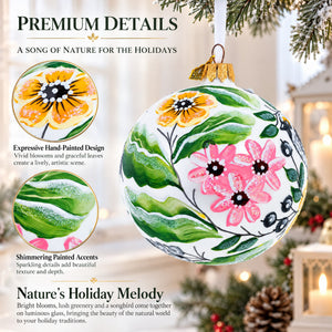 Birds Singing Extravaganza Glass Ball Christmas Ornament 4 Inches