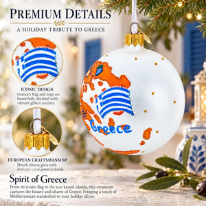Greece Landmarks and Symbols Glass Ball Christmas Ornament 4 Inches