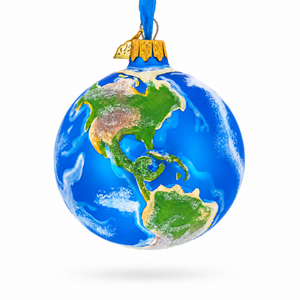 Planet Earth Globe Glass Ball Christmas Ornament 3.25 Inches