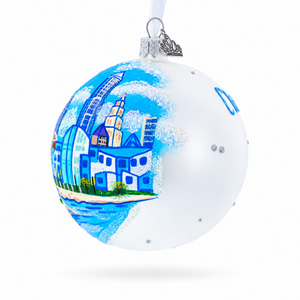 Cityscape of Cleveland, Ohio Glass Ball Christmas Ornament
