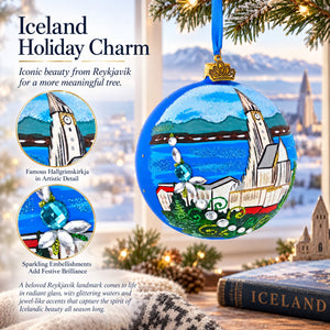 Hallgrimskirkja Church of Hallgrímur, Reykjavík, Iceland Glass Christmas Ornament