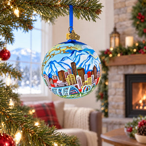 Denver, Colorado Jeweled Glass Ball Christmas Ornament 4 Inches