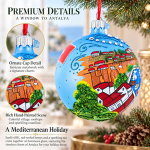 Kaleici Center of Antalya, Turkey Glass Ball Christmas Ornament 4 Inches