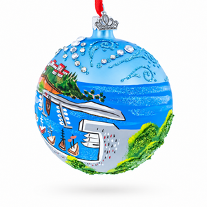 Kaleici Center of Antalya, Turkey Glass Ball Christmas Ornament 4 Inches