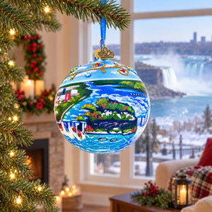 Niagara Falls USA Canada Glass Ball Christmas Ornament 4 Inches