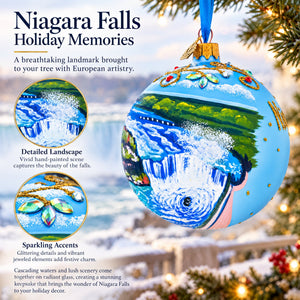 Niagara Falls USA Canada Glass Ball Christmas Ornament 4 Inches