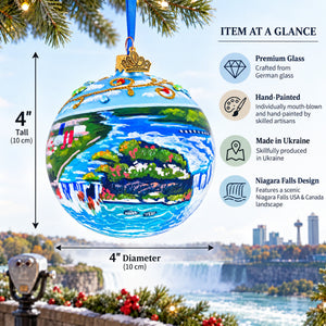 Niagara Falls USA Canada Glass Ball Christmas Ornament 4 Inches