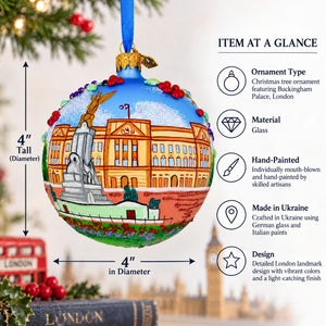 Buckingham Palace, London Landmark, UK Glass Ball Christmas Ornament