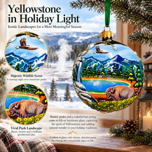 Yellowstone National Park Glass Christmas Ornament