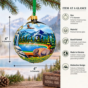 Yellowstone National Park Glass Christmas Ornament