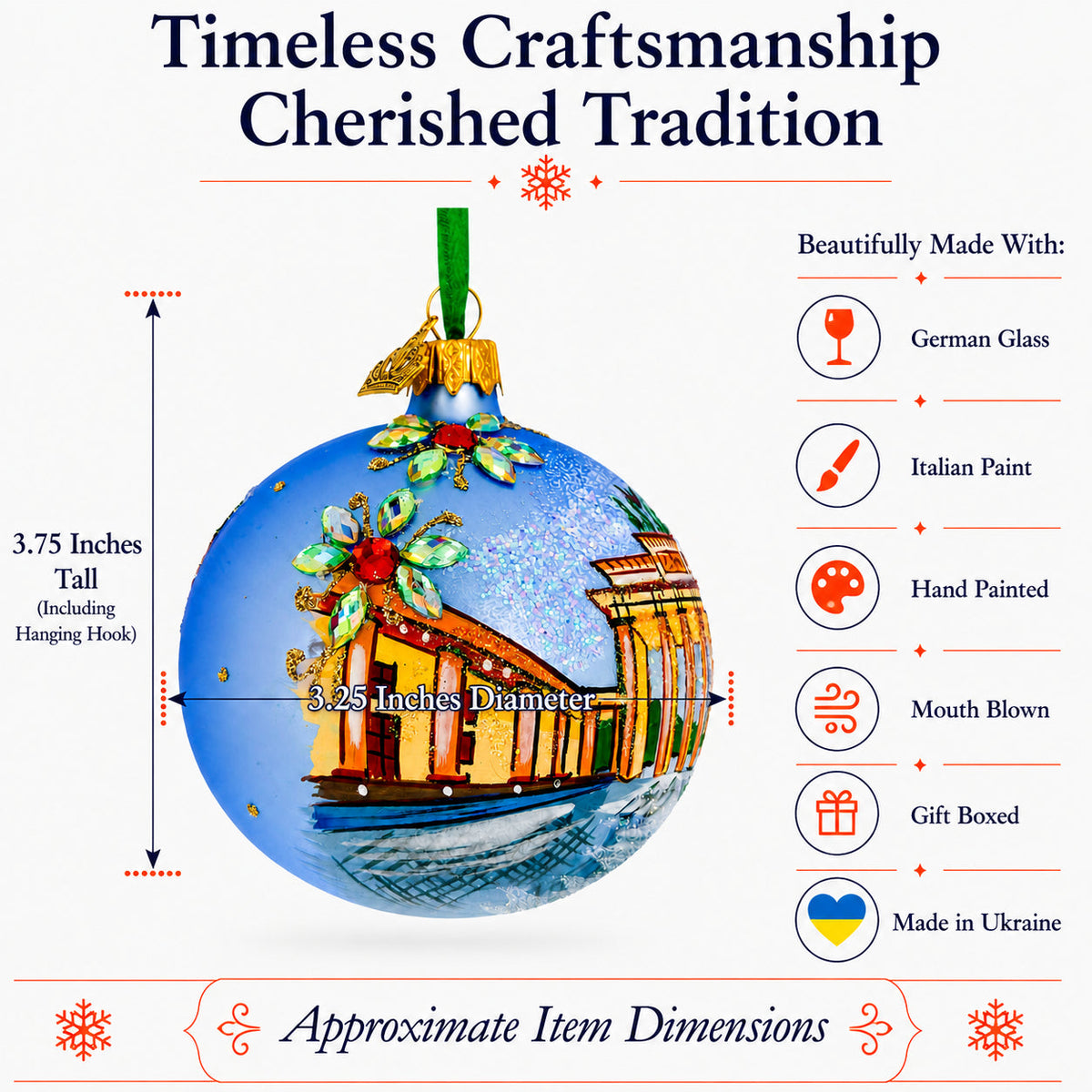 Brandenburg Gate, Berlin, Germany Glass Christmas Ornament