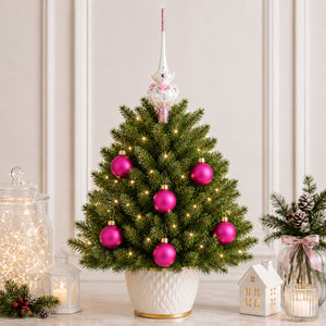 Set of 6 Matte Pink Glass Ball Christmas Ornaments 2.4 Inches