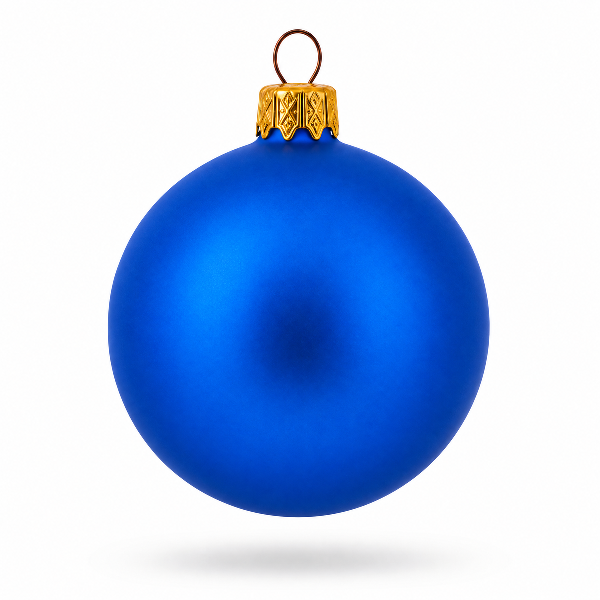 Set of 6 Matte Blue Glass Ball Christmas Ornaments 2.4 Inches
