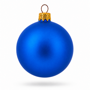 Set of 6 Matte Blue Glass Ball Christmas Ornaments 2.4 Inches