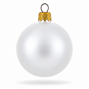 Set of 6 Matte White Glass Ball Christmas Ornaments 2.4 Inches