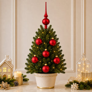 Set of 6 Matte Red Glass Ball Christmas Ornaments 2.4 Inches