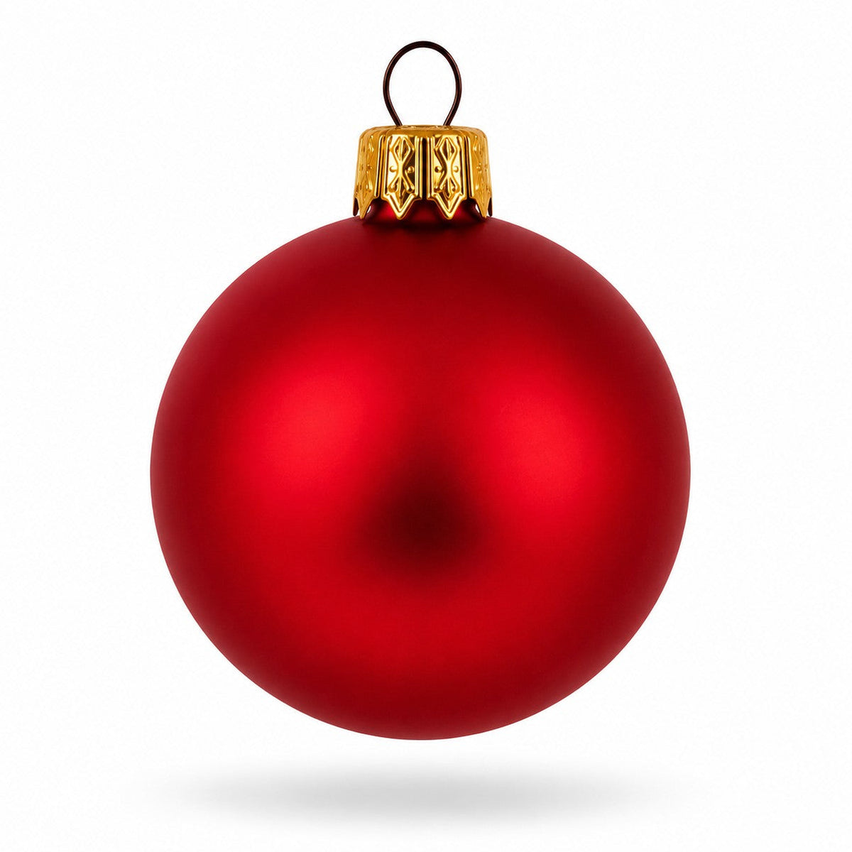 Set of 6 Matte Red Glass Ball Christmas Ornaments 2.4 Inches