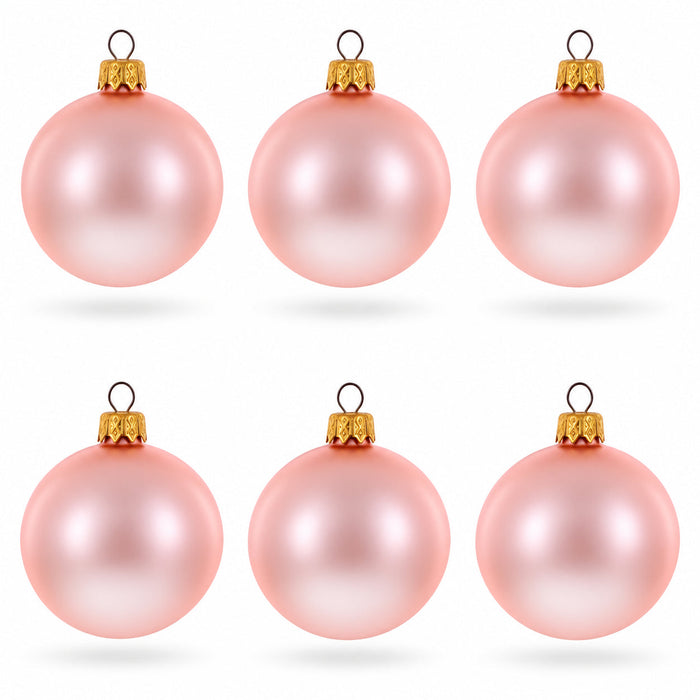 Set of 6 Matte Metallic Pink Glass Ball Christmas Ornaments 2.4 Inches
