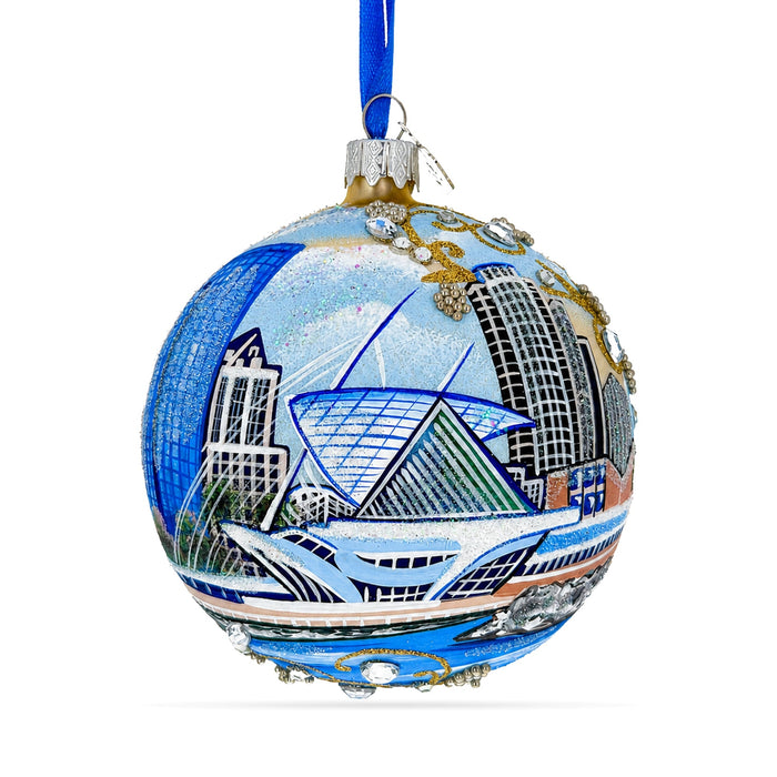 Milwaukee, Wisconsin Glass Christmas Ornament