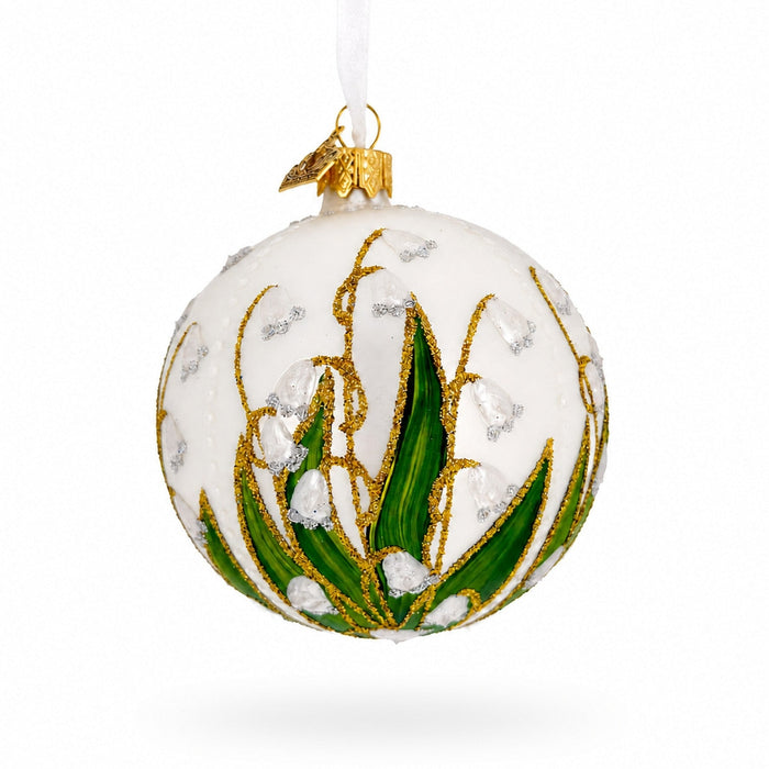 Lily of the Valley on Silver Glass Ball Christmas Ornament