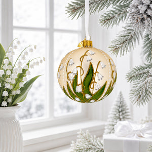 Lily of the Valley on Silver Glass Ball Christmas Ornament