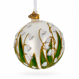 Lily of the Valley on Silver Glass Ball Christmas Ornament