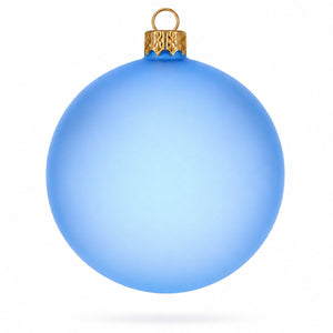 Set of 6 Translucent Light Blue Glass Ball Christmas Ornaments (029)
