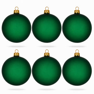 Set of 6 Translucent Green Glass Ball Christmas Ornaments 3.25 Inches (049)