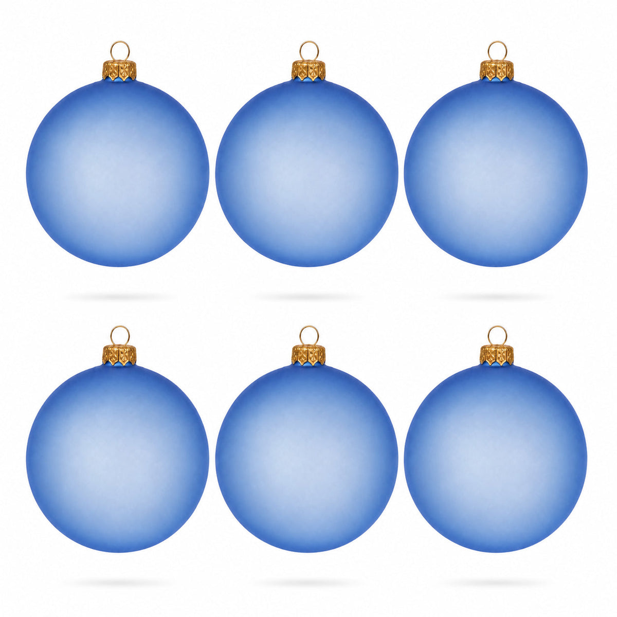 Set of 6 Translucent Light Blue Glass Ball Christmas Ornaments (050)