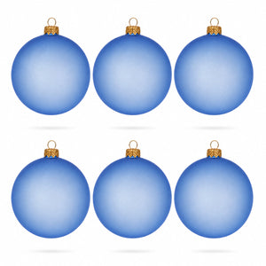 Set of 6 Translucent Light Blue Glass Ball Christmas Ornaments (029)
