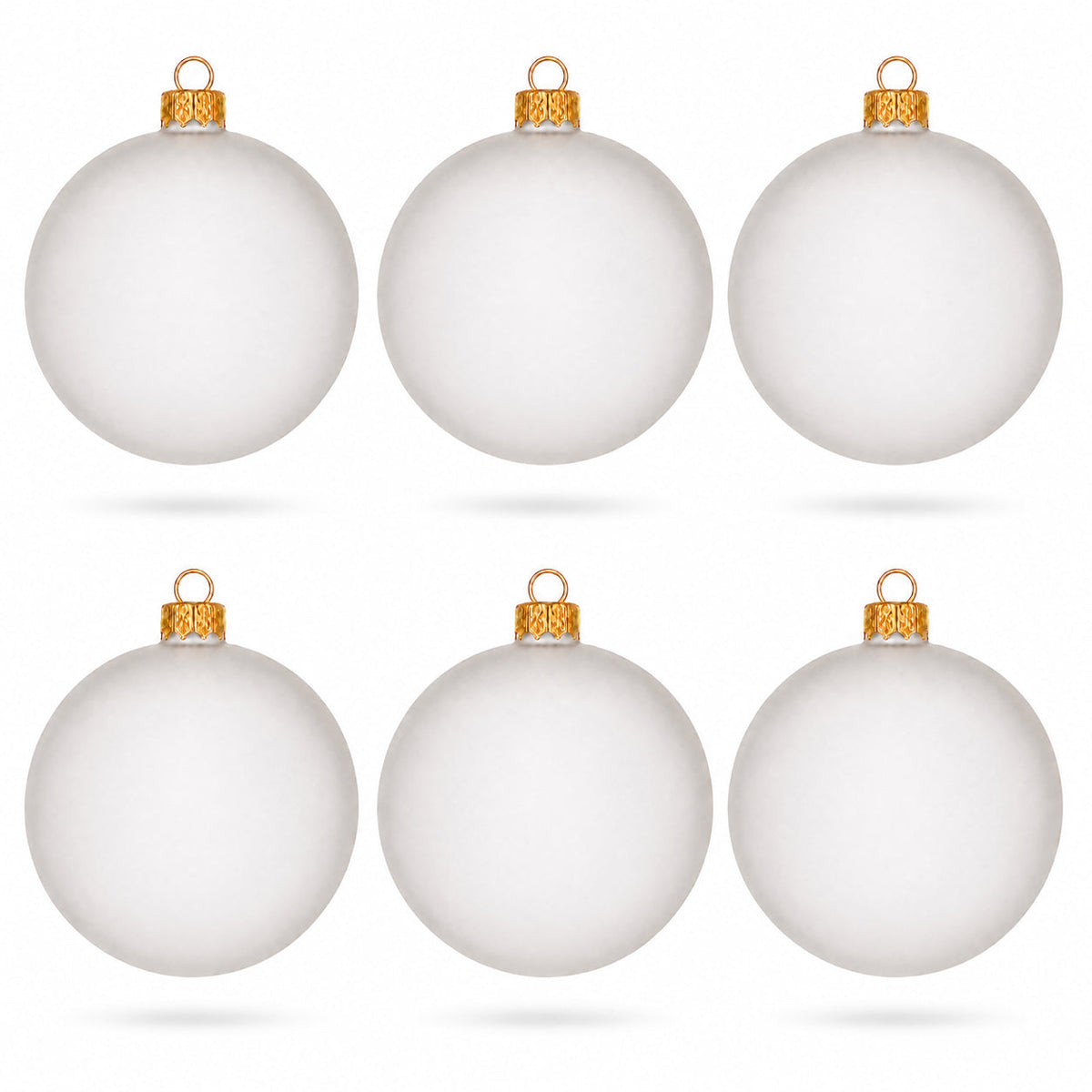 Set of 6 Translucent White Glass Ball Christmas Ornaments 3.25 Inches (054)
