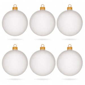 Set of 6 Translucent White Glass Ball Christmas Ornaments 3.25 Inches (054)