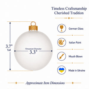 Set of 6 Translucent White Glass Ball Christmas Ornaments 3.25 Inches (054)