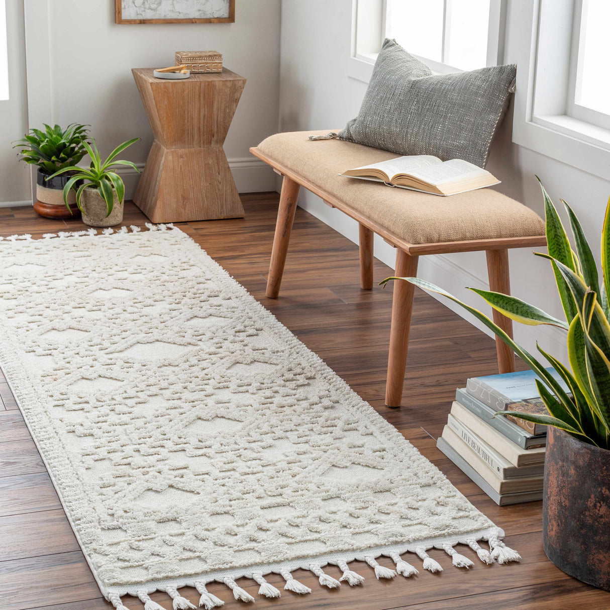 Kalkan High/Low Pile Rug with Tassels - Clearance