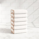 Cotton Border-Stitched 6-Piece Towel Set - Valery Collection