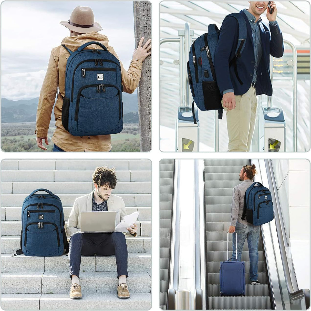 Slim Anti Theft Laptop Backpack 15.6 Inch USB Charging Travel Bag