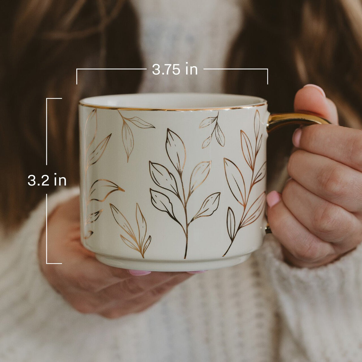 Gold Leaves 14oz. Gold Handle Coffee Mug