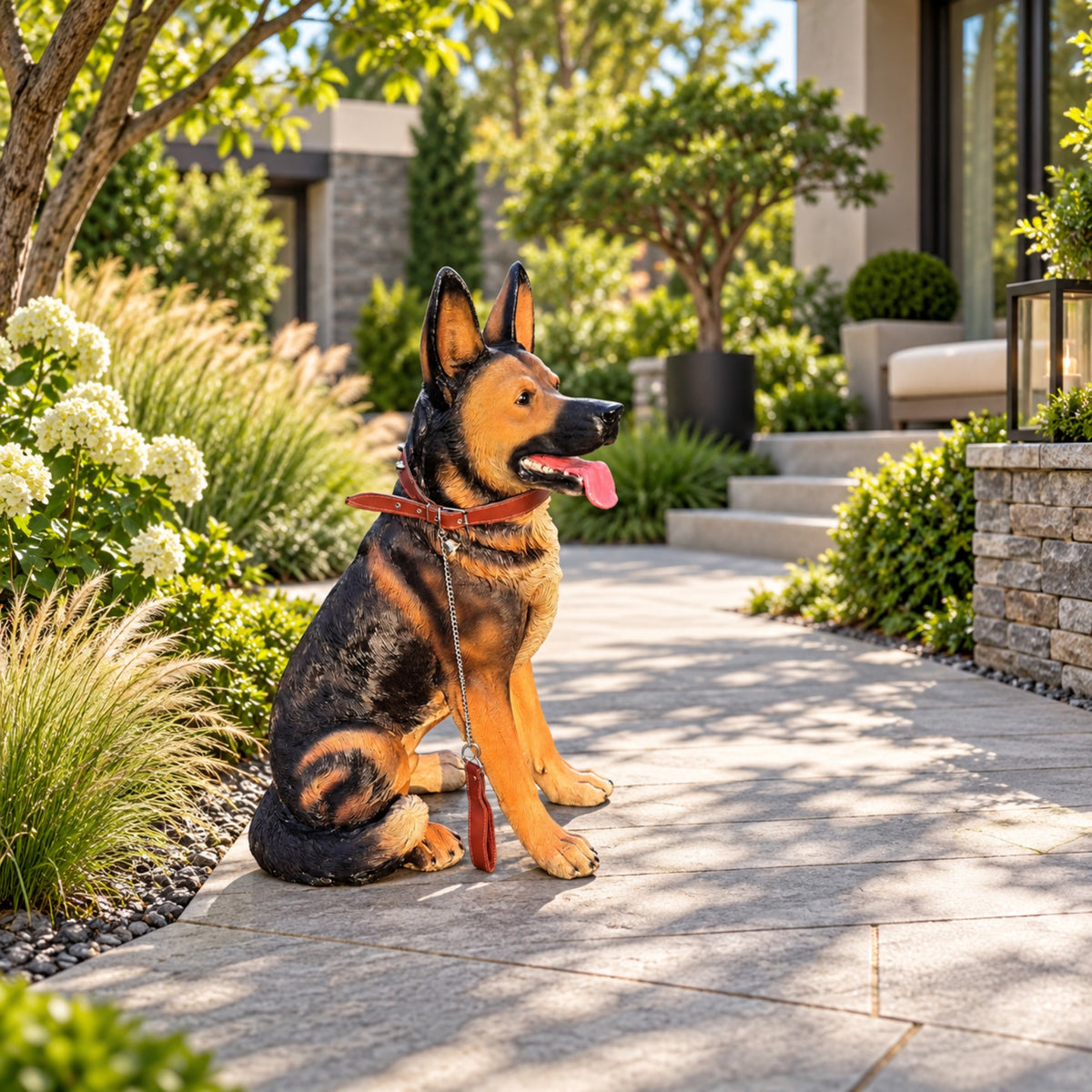 Large German Shepherd Dog Statue 32.28 Inch Sitting Guard Dog Sculpture for Entryway Patio Decor - view 2