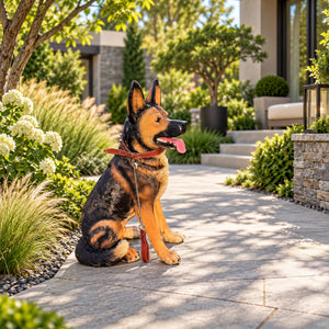 Large German Shepherd Dog Statue 32.28 Inch Sitting Guard Dog Sculpture for Entryway Patio Decor - view 2